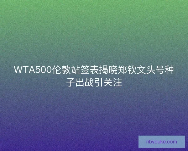 WTA500伦敦站签表揭晓郑钦文头号种子出战引关注 WTA500伦敦站签表揭晓郑钦文头号种子出战引关注